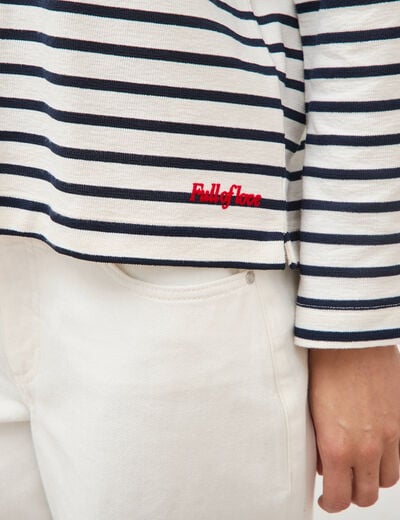 Marini&egrave;re manches longues broderie ecru femme