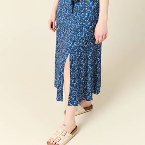 jupe longue evasee bleu femme Jupe longue évasée bleu femme