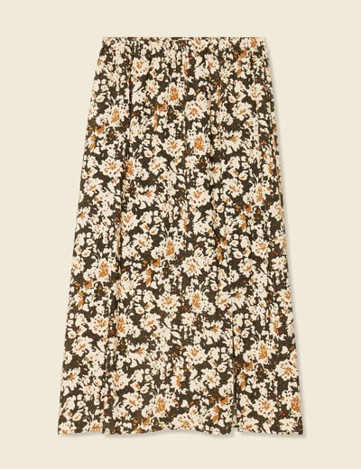 Jupe midi droite fendue noir femme