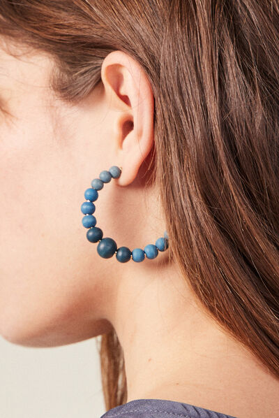 Boucles d'oreilles créoles bleu marine femme