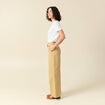 Pantalon large taille haute beige femme