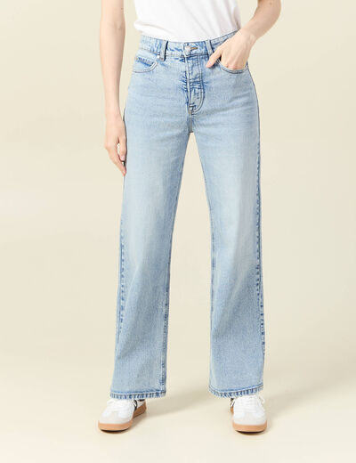 Jeans large éco-responsable denim snow bleu femme