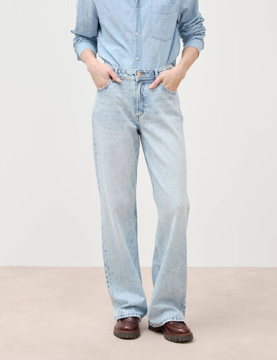 Jeans large taille standard denim snow bleu femme