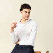 Chemise en coton manches longues blanc homme