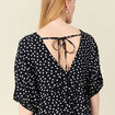 Robe évasée fluide col en V noir femme