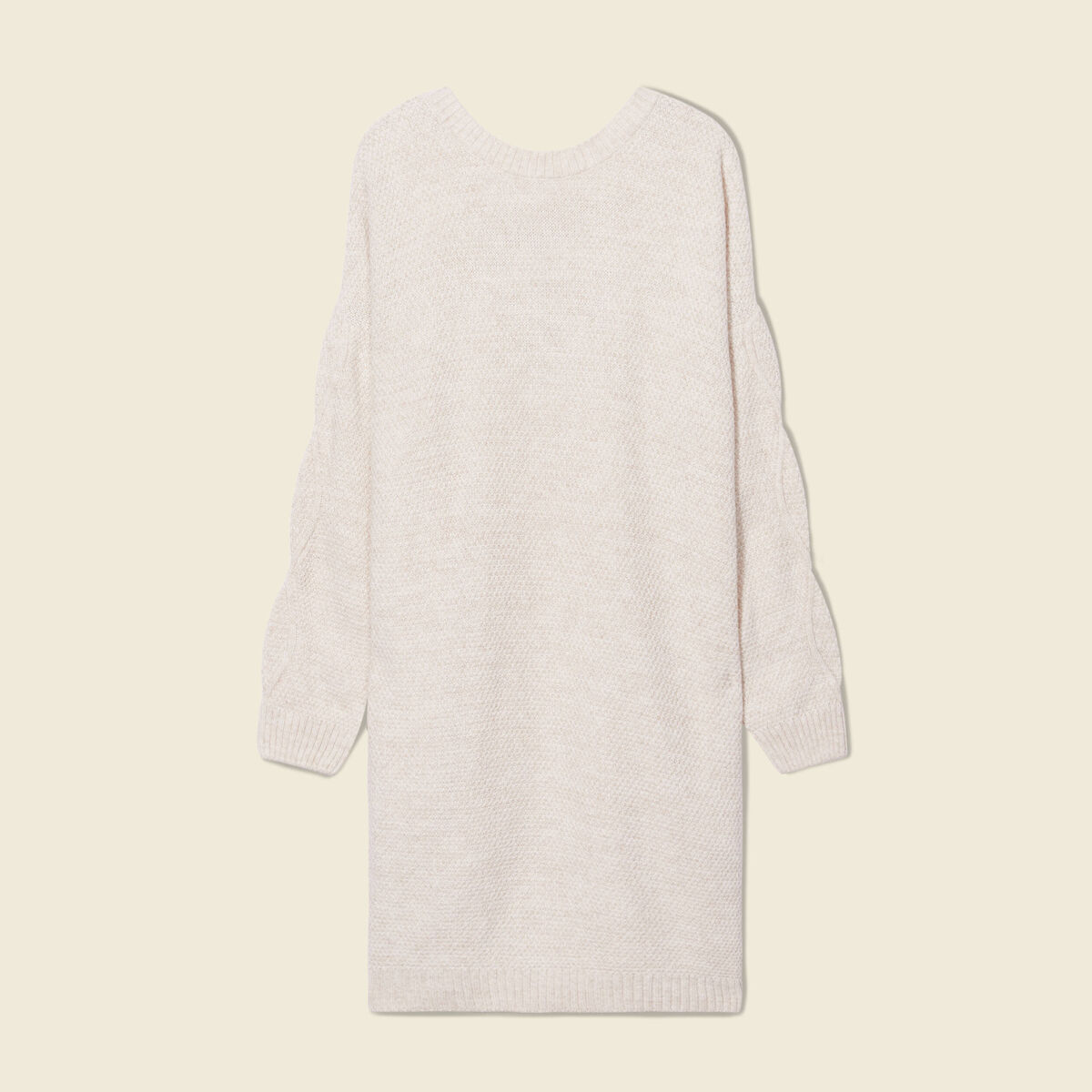Robe pull droite torsades creme femme