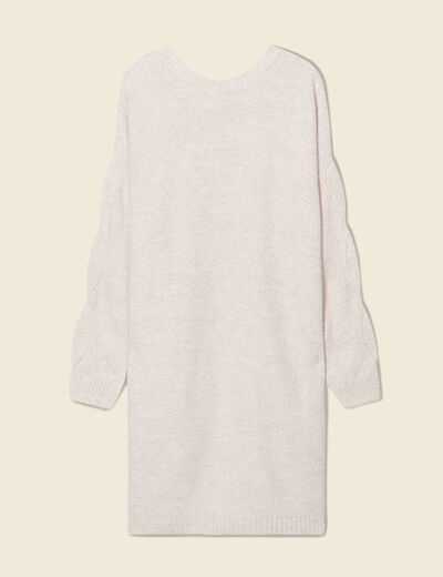 Robe pull droite torsades creme femme