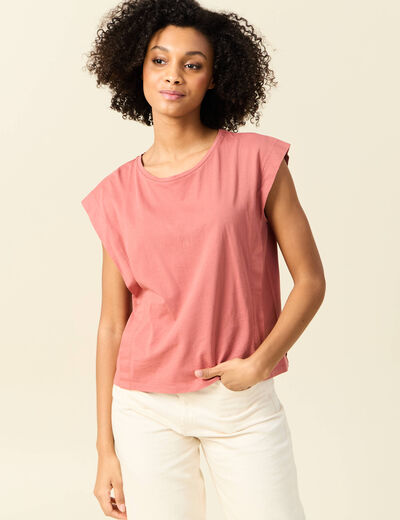 T-shirt manches courtes rouge foncé femme