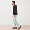 Polo droit manches longues noir homme