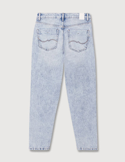 Jeans mom 7/8&egrave;me denim snow bleu femme