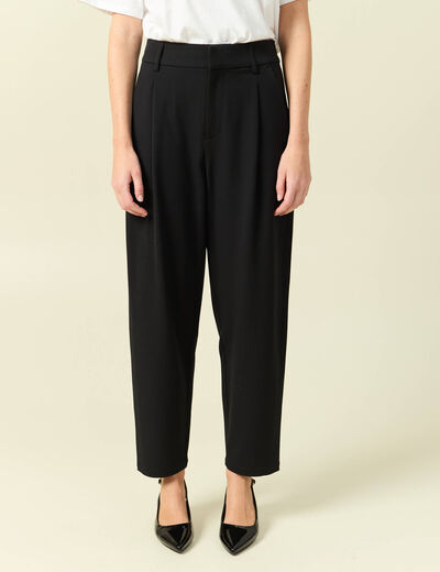 Pantalon slouchy taille haute 7/8&egrave;me noir femme