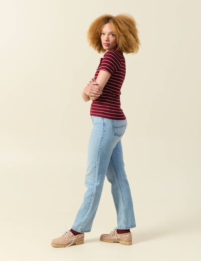 T-shirt cintré manches courtes rouge cerise femme