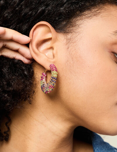 Boucles d'oreilles créoles multicolore femme