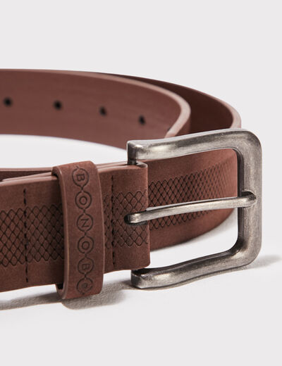 Ceinture embossée marron foncé homme