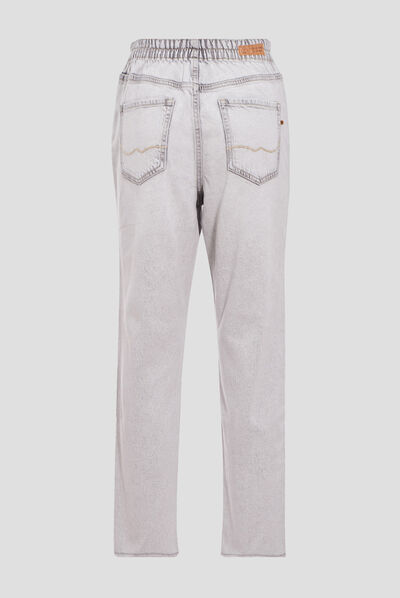 Jeans mom taille haute denim snow gris femme