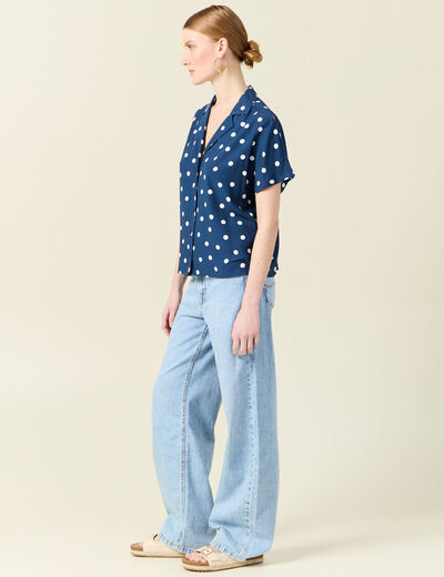 Chemise manches courtes bleu marine femme