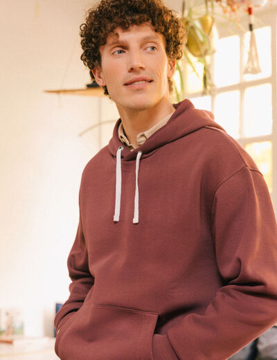 Sweat à capuche bordeaux homme
