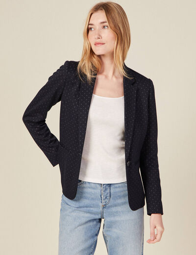 Veste blazer droite bleu foncé femme