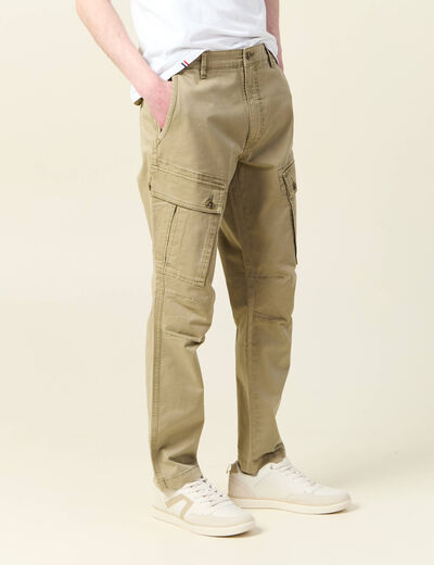 Pantalon cargo droit gris homme
