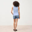 D&eacute;bardeur cintr&eacute; d&eacute;collet&eacute; sans manches bleu clair femme