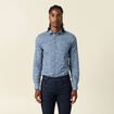 Chemise cintr&eacute;e en coton manches longues bleu marine homme