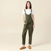 Salopette fluide boutonn&eacute;e vert fonc&eacute; femme