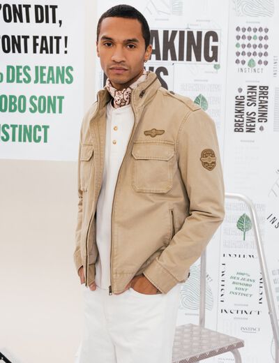 Blouson style biker zippé beige homme