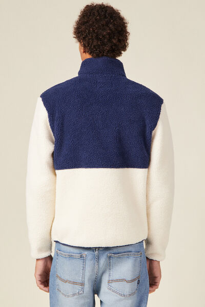 Sweat manches longues zippé vert foncé homme