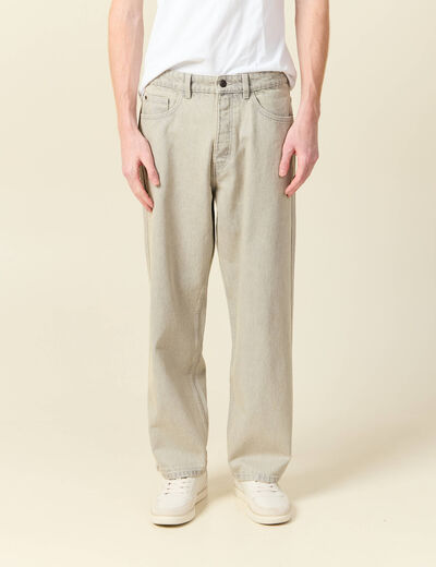 Jeans large 5 poches longueur 32 denim beige homme