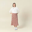 Jupe midi droite fluide bleu gris femme