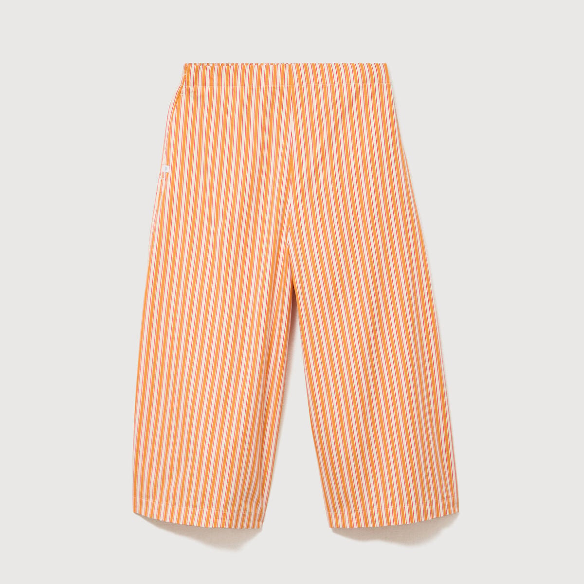 Pantalon large taille haute 3/4 en coton orange abricot femme