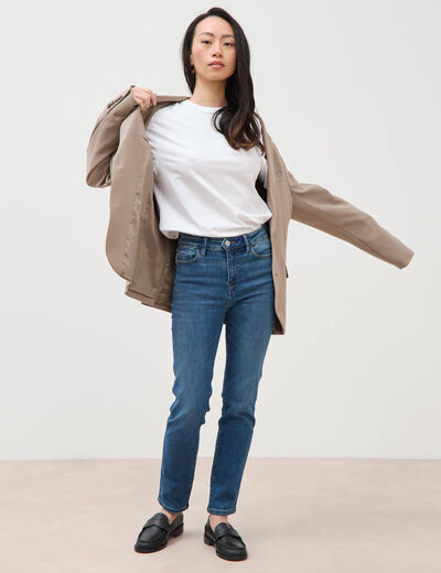 Jeans slim taille haute 7/8&egrave;me denim stone femme