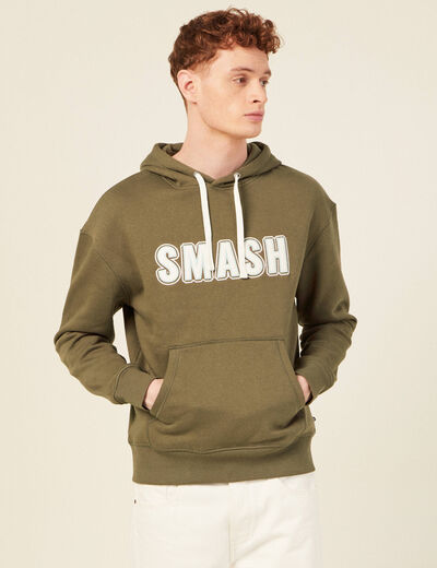 Sweat à capuche taupe homme