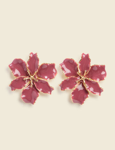 Boucles d'oreilles forme fleur mauve femme