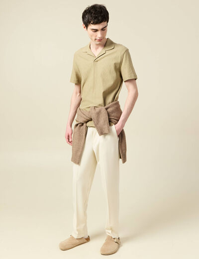 Polo manches courtes vert olive homme