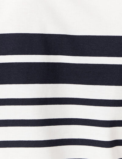 T-shirt ray&eacute; col rond manches courtes ecru homme