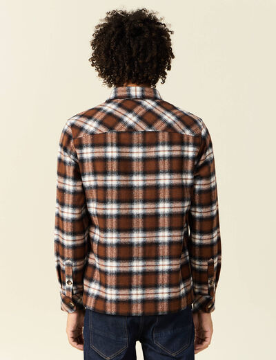 Surchemise manches longues marron homme