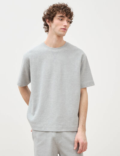 T-shirt ample col rond manches courtes gris homme