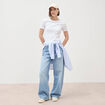 Jeans loose taille standard en coton denim bleach femme
