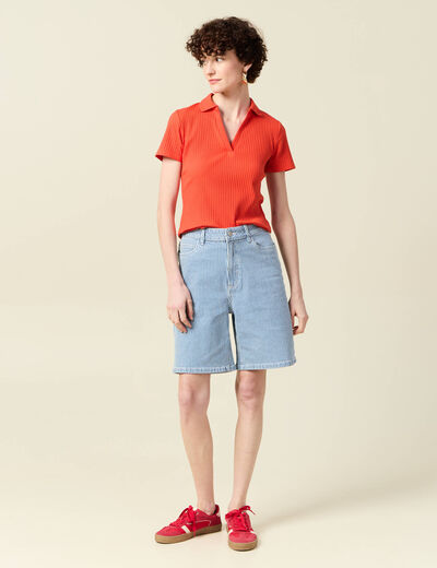 Polo manches courtes orange femme