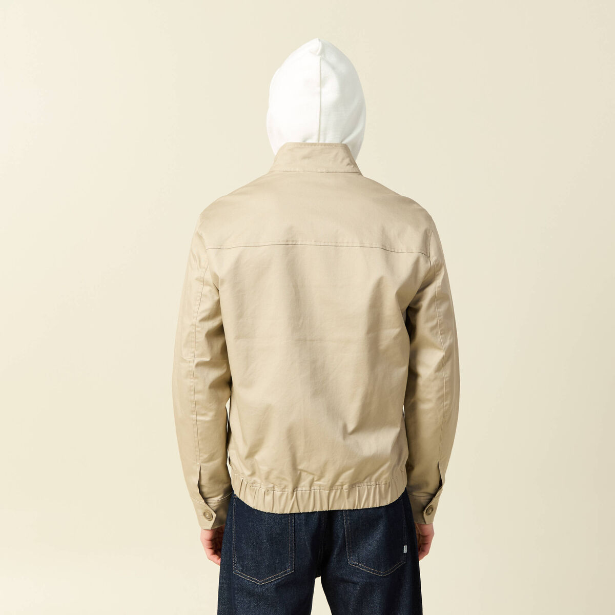 Blouson col montant manches longues beige homme