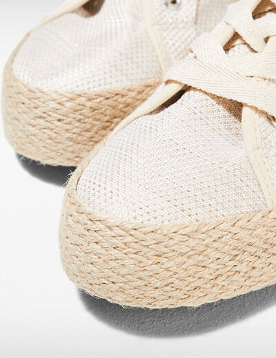 Espadrilles plates avec cordes ecru femme