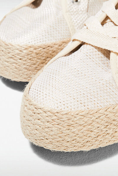 Espadrilles plates avec cordes ecru femme