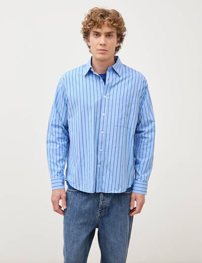 Chemise boyfriend en coton bleu ciel homme