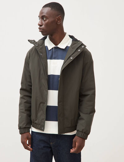 Parka coupe r&eacute;guli&egrave;re &agrave; capuche vert kaki homme