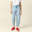 Jeans slouchy taille haute en coton denim bleach femme