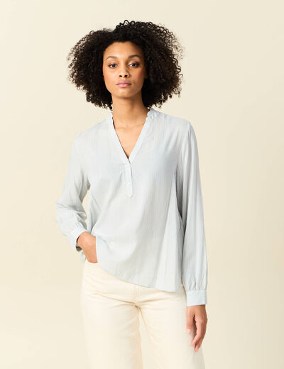 Blouse manches longues bleu ciel femme