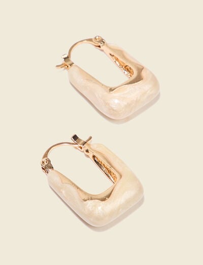 Boucles d'oreilles créoles ecru femme