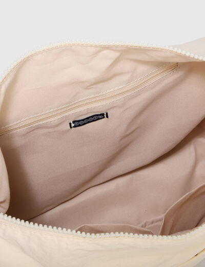 Besace bandouli&egrave;re pliss&eacute;e creme femme