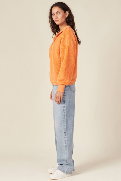 Sweat éco-responsable orange clair femme